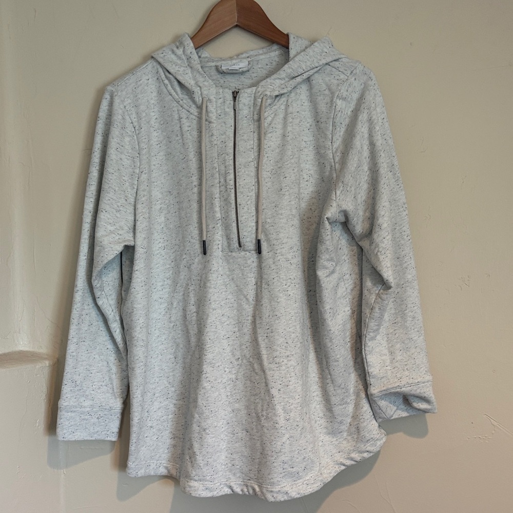 J. Jill Fit Light Gray Speckled Half Zip Hoodie